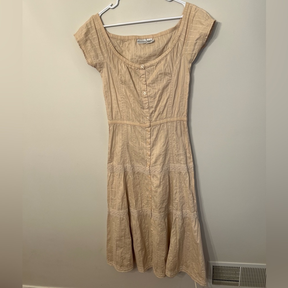 Newport News Vintage Peasant Cream Cap Sleeve Embroidered Lace Dress